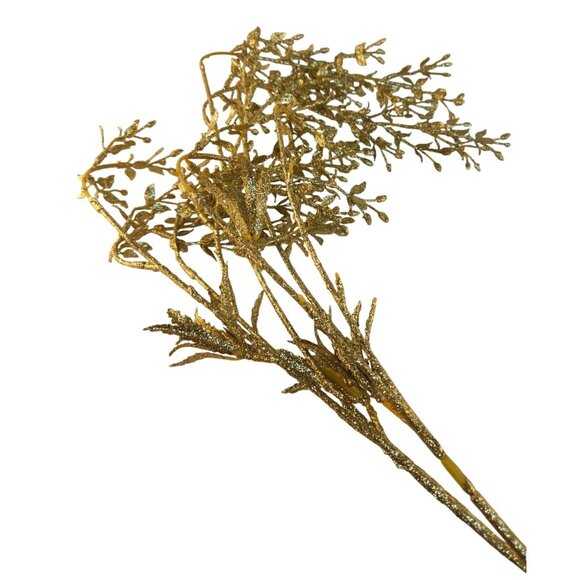 Glittery Gold Artificial Floral Branches For Holiday Decor Centerpiece Crafts - Picture 1 of 9